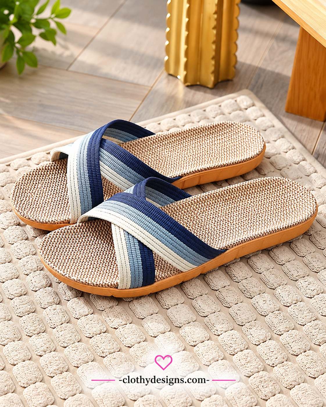 Women’s Linen House Slippers – Breathable Summer Indoor Slides with Anti-Slip Soles